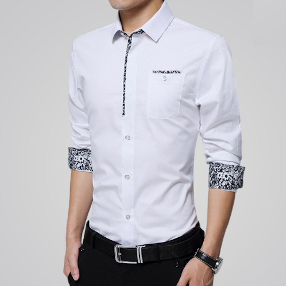 Long Sleeve Floral Button-Up Shirt for Men