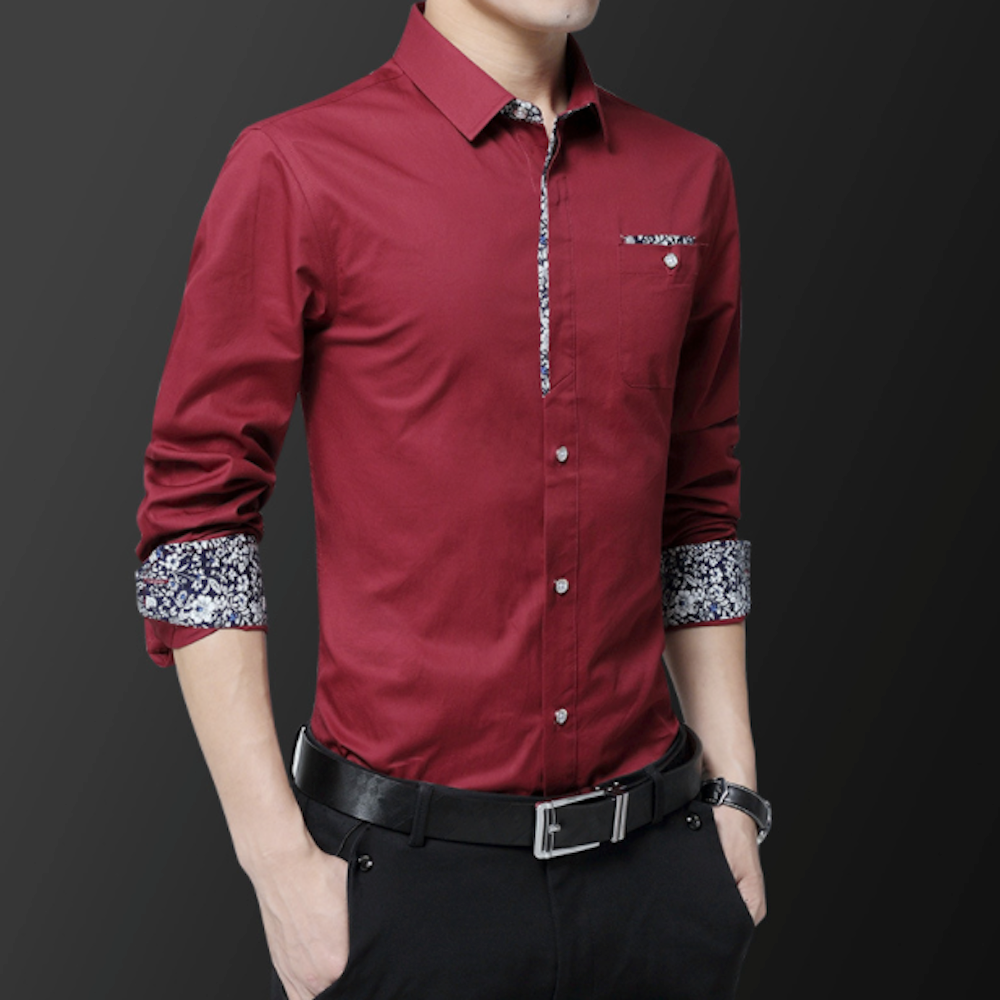 Long Sleeve Floral Button-Up Shirt for Men
