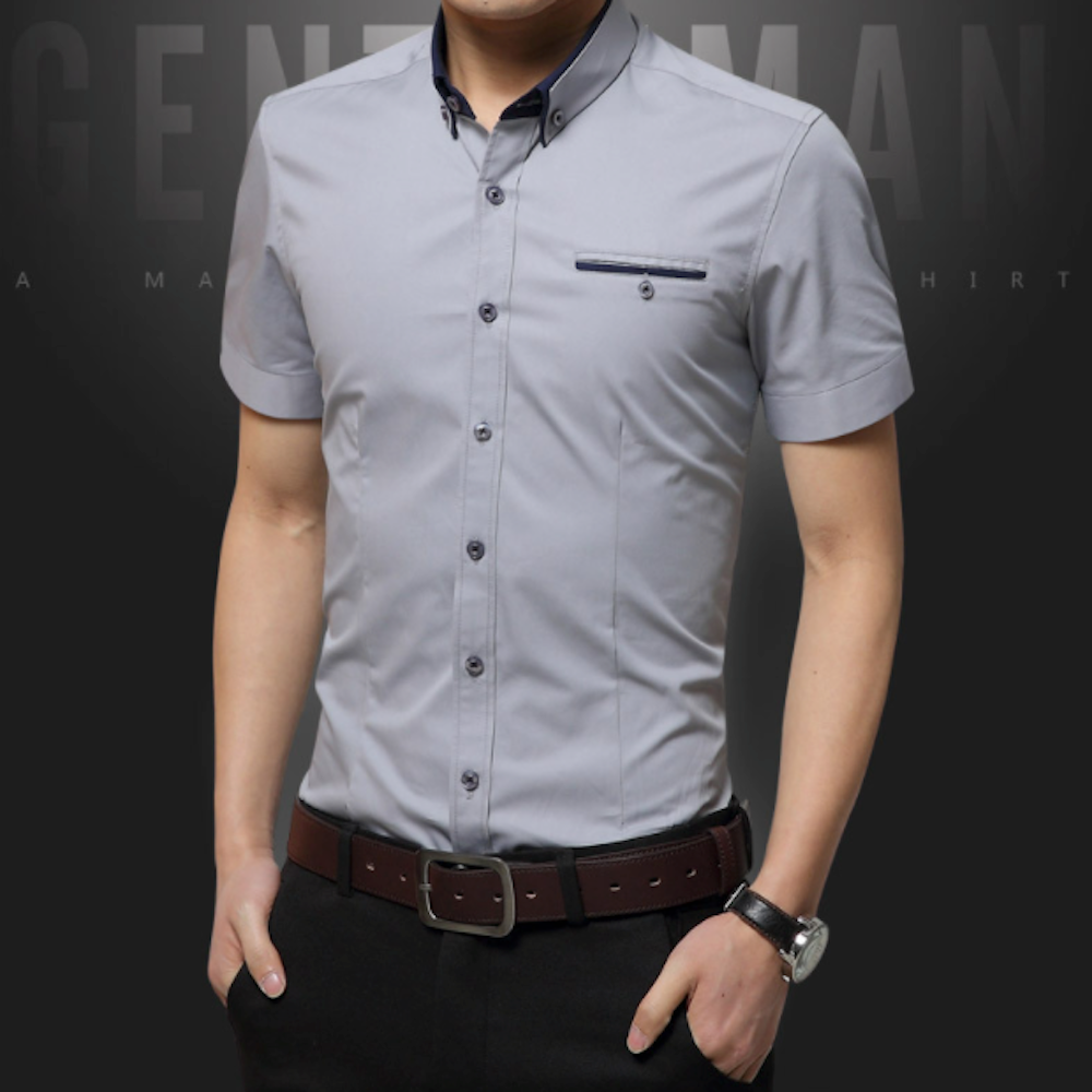 Short-Sleeved Shirt for Men with Unique Dual Collar Style