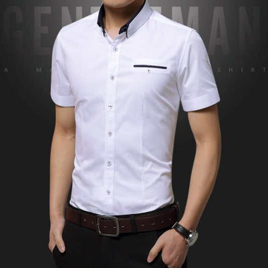 Short-Sleeved Shirt for Men with Unique Dual Collar Style