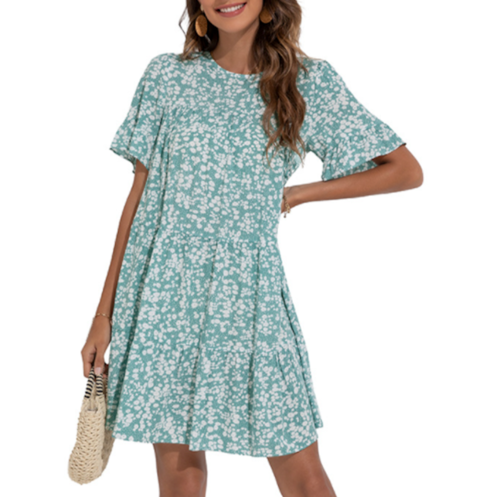 Floral Dress with Frilled Sleeves for Women