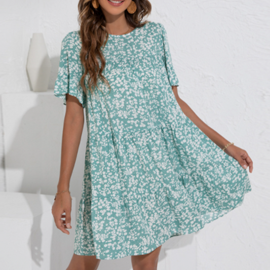 Floral Dress with Frilled Sleeves for Women