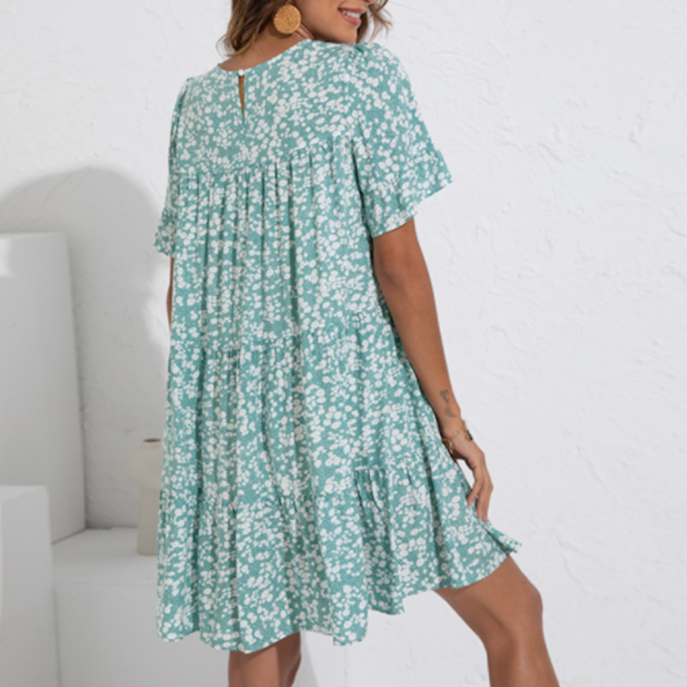 Floral Dress with Frilled Sleeves for Women