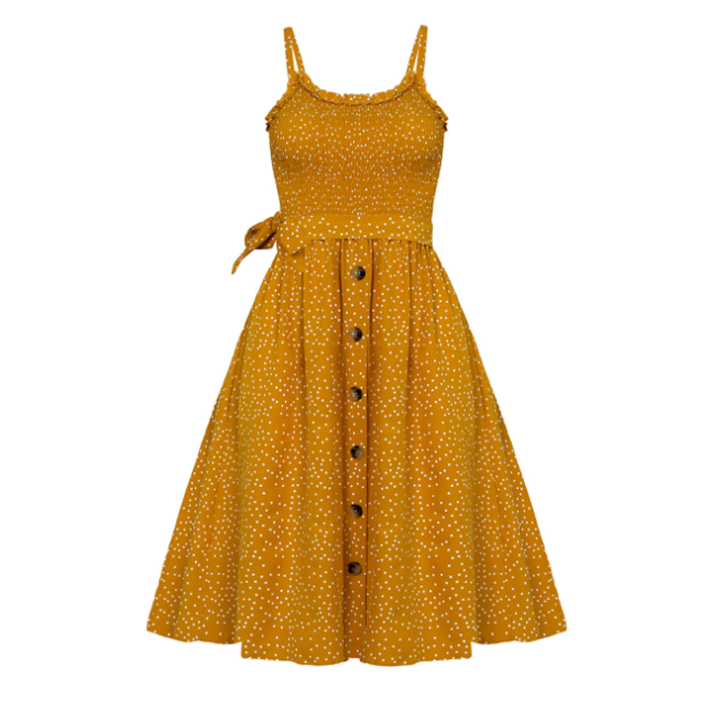 Polka Dot Maxi Dress for Women with Spaghetti Straps