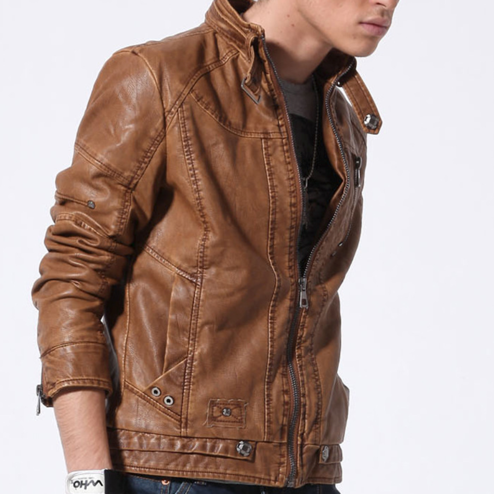 Faux Leather Jacket for Men - Bomber Style