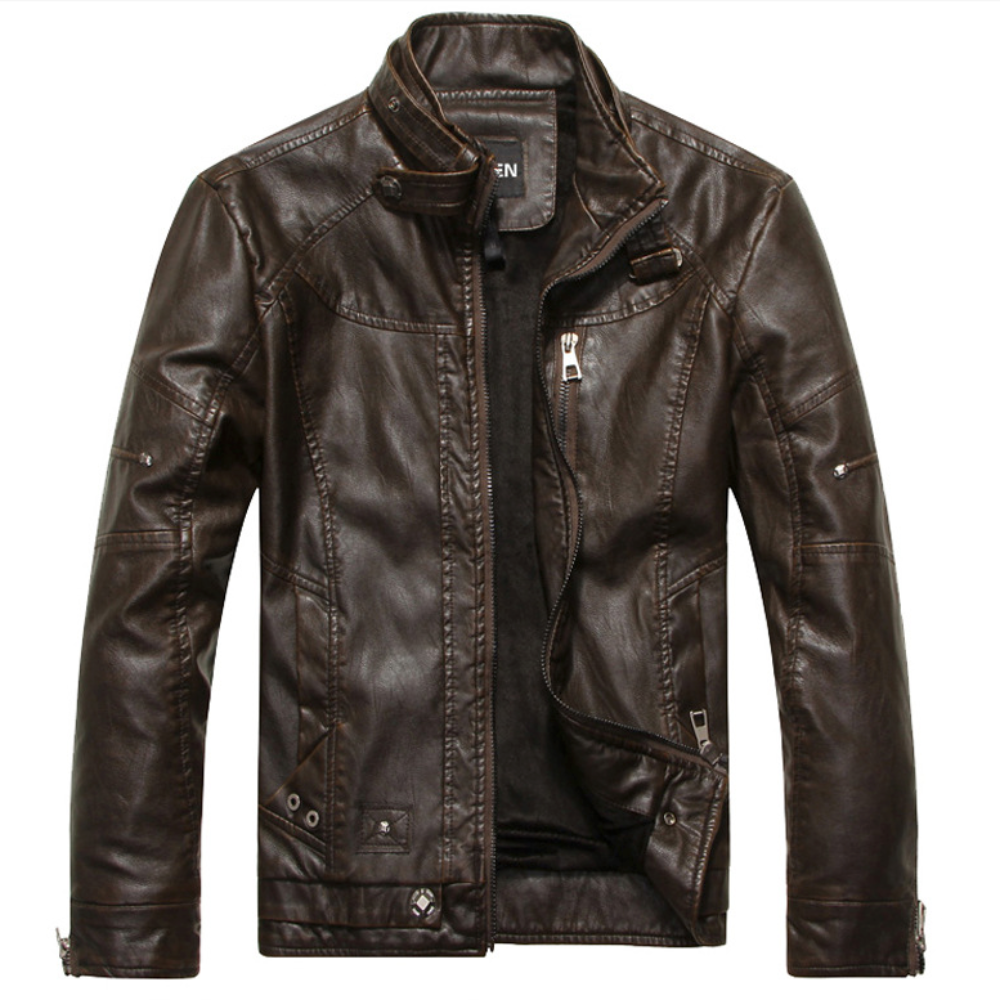 Faux Leather Jacket for Men - Bomber Style