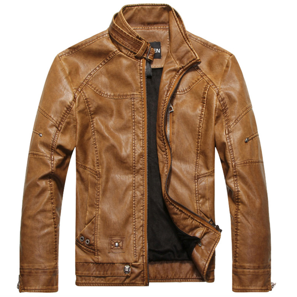 Faux Leather Jacket for Men - Bomber Style