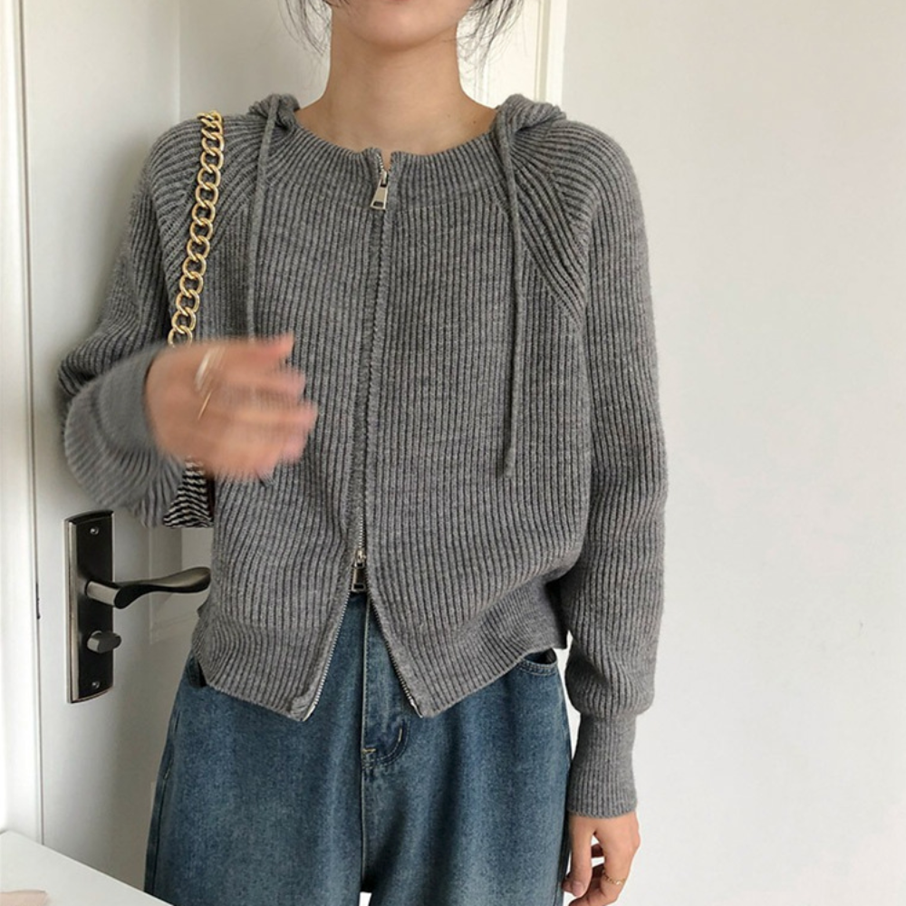 Hooded Zip-Up Cardigan for Women