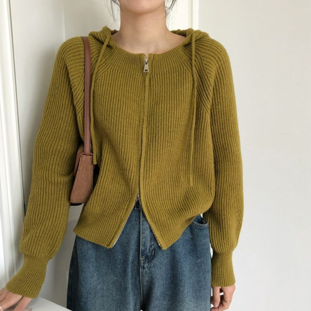 Hooded Zip-Up Cardigan for Women