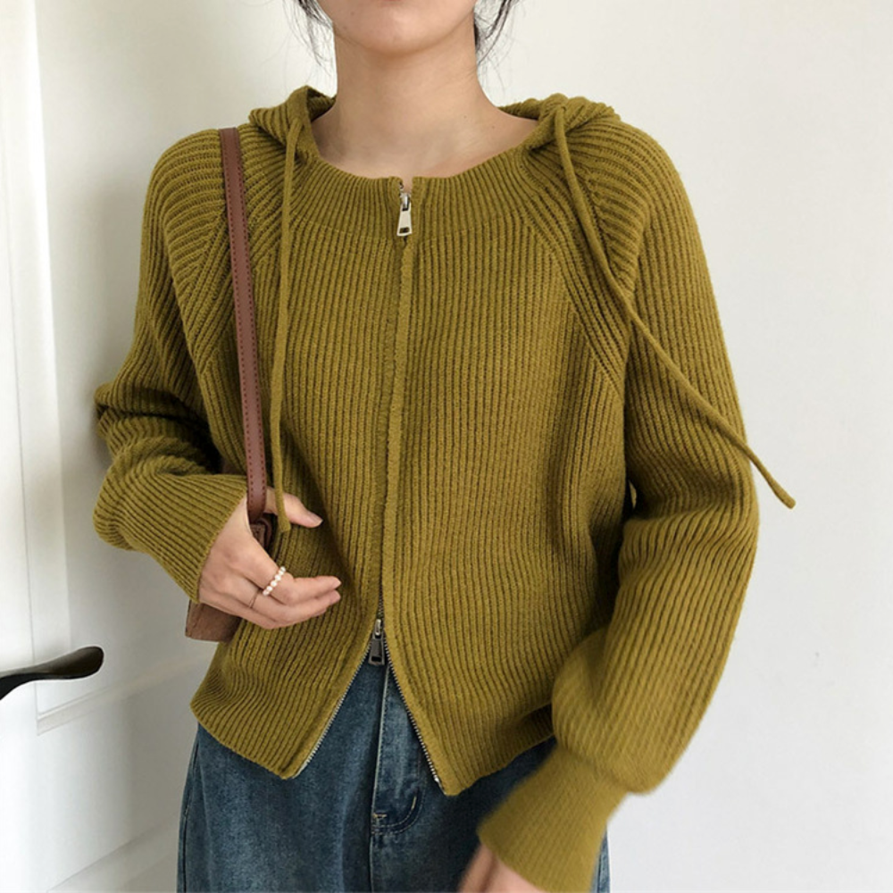 Hooded Zip-Up Cardigan for Women