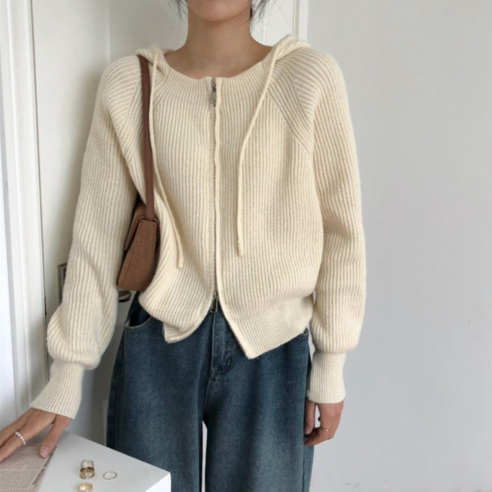 Hooded Zip-Up Cardigan for Women