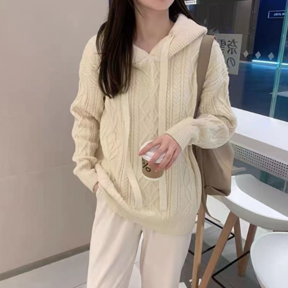 Hooded Cable-Knit Sweater for Women