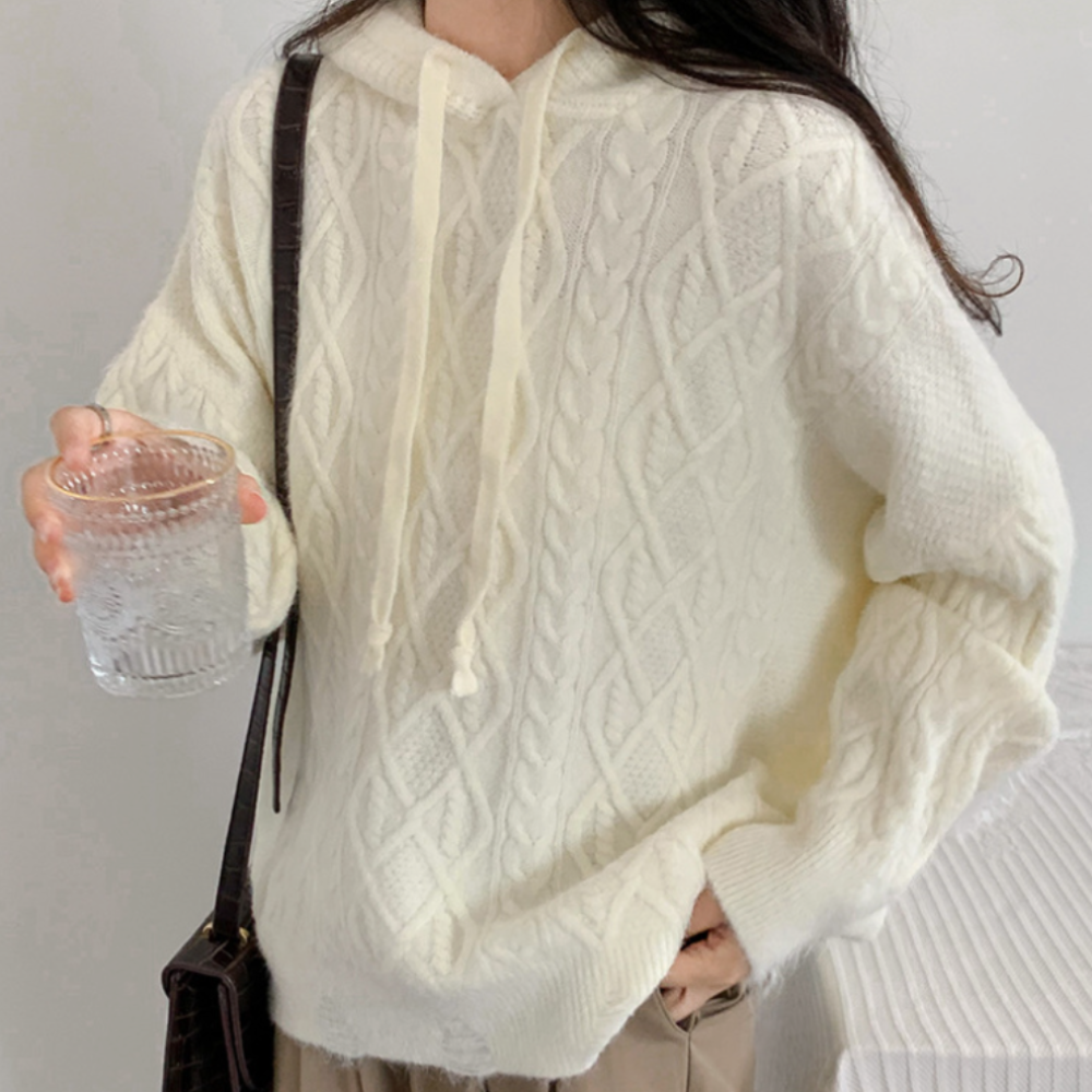 Hooded Cable-Knit Sweater for Women