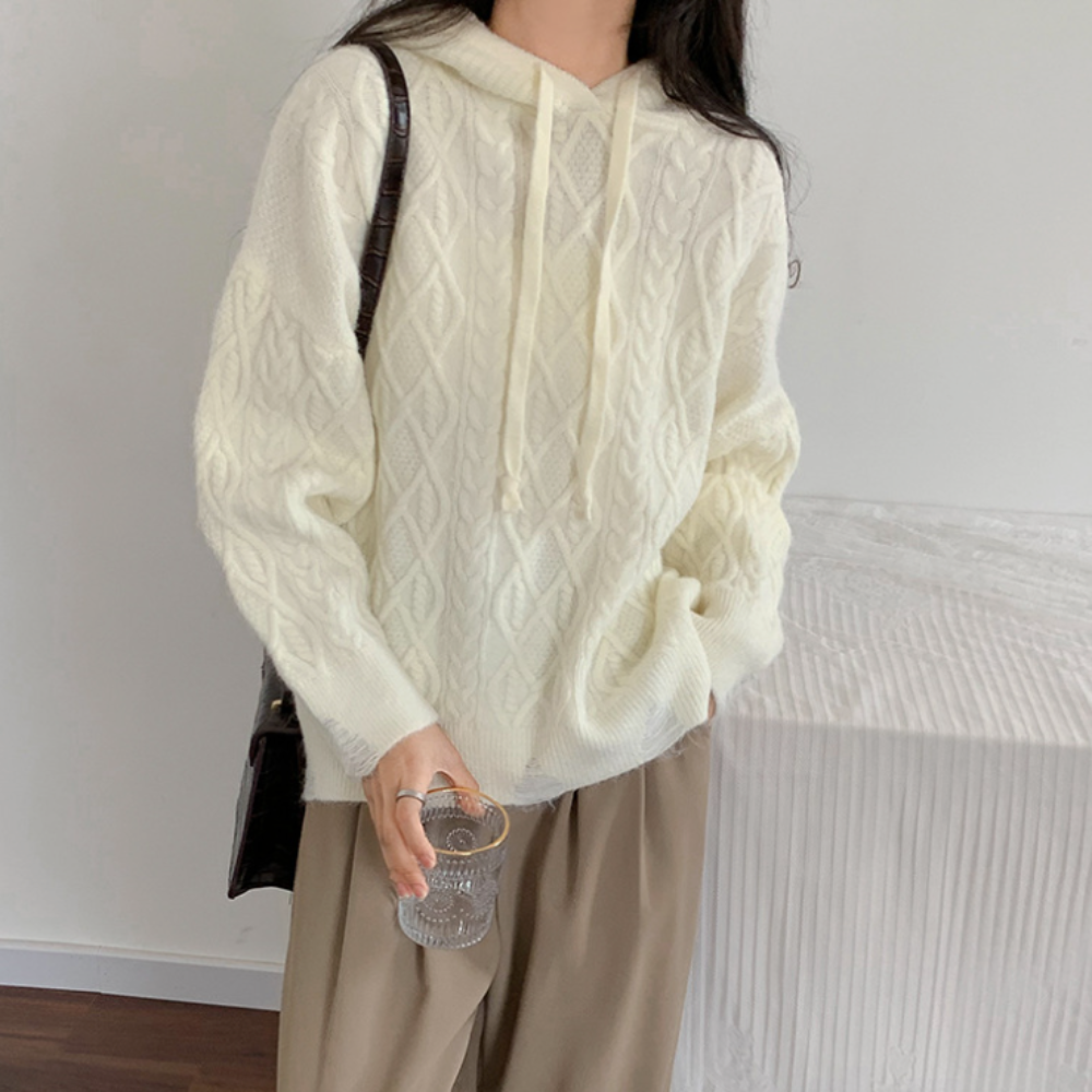 Hooded Cable-Knit Sweater for Women