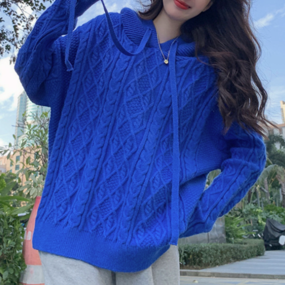 Hooded Cable-Knit Sweater for Women