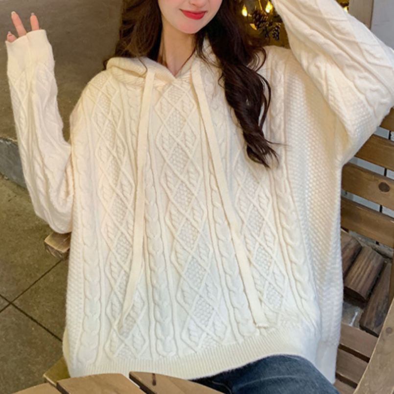 Hooded Cable-Knit Sweater for Women