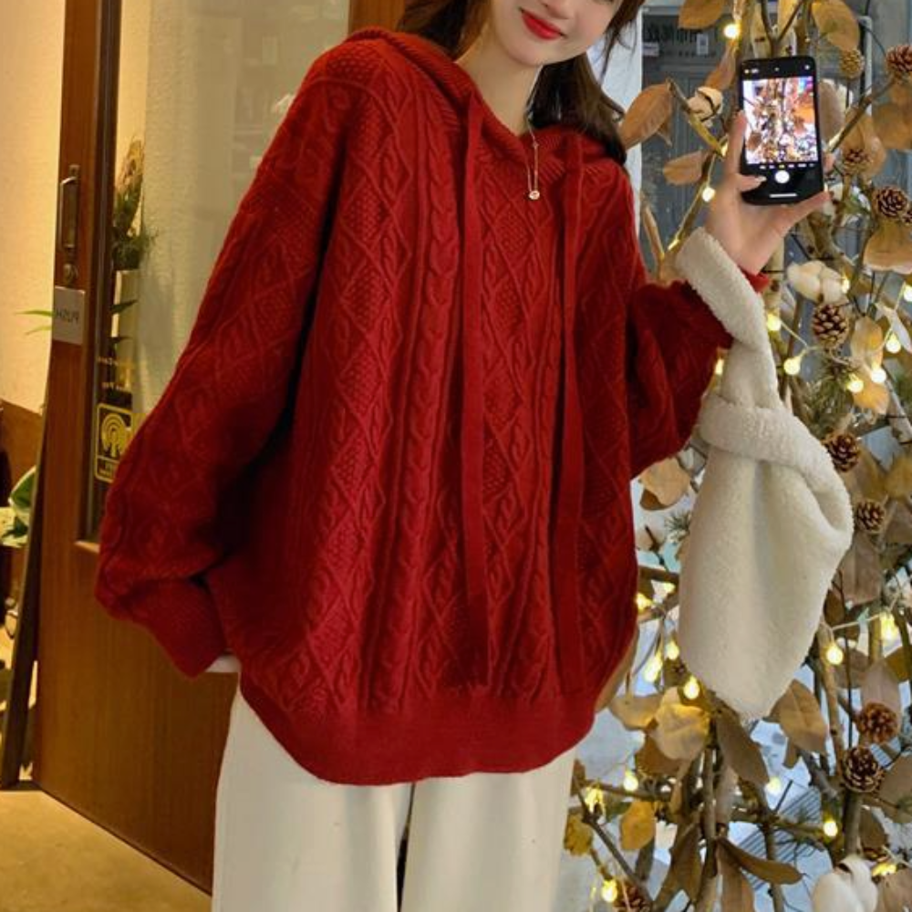 Hooded Cable-Knit Sweater for Women
