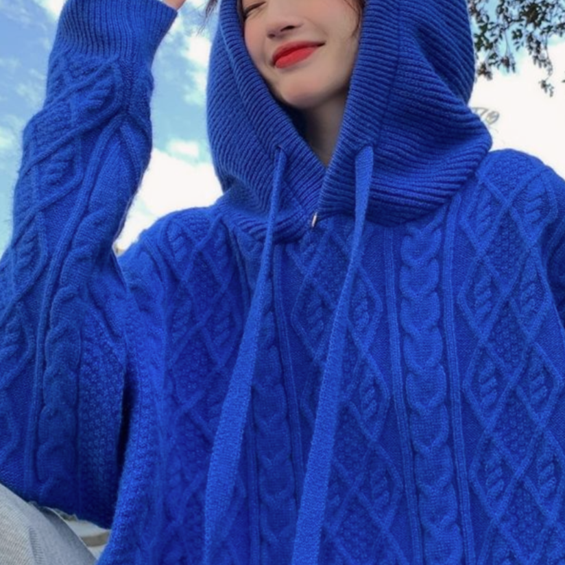 Hooded Cable-Knit Sweater for Women