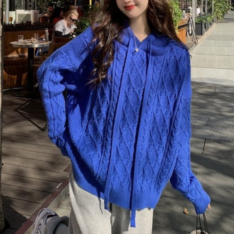 Hooded Cable-Knit Sweater for Women