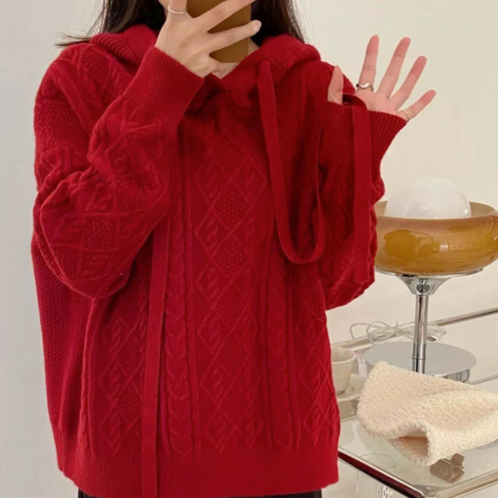 Hooded Cable-Knit Sweater for Women