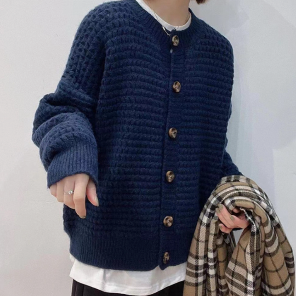 Casual Knit Button-Up Cardigan for Women