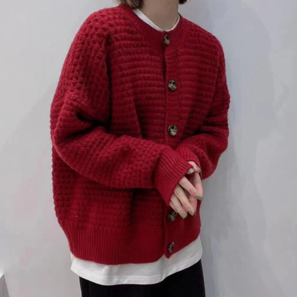 Casual Knit Button-Up Cardigan for Women