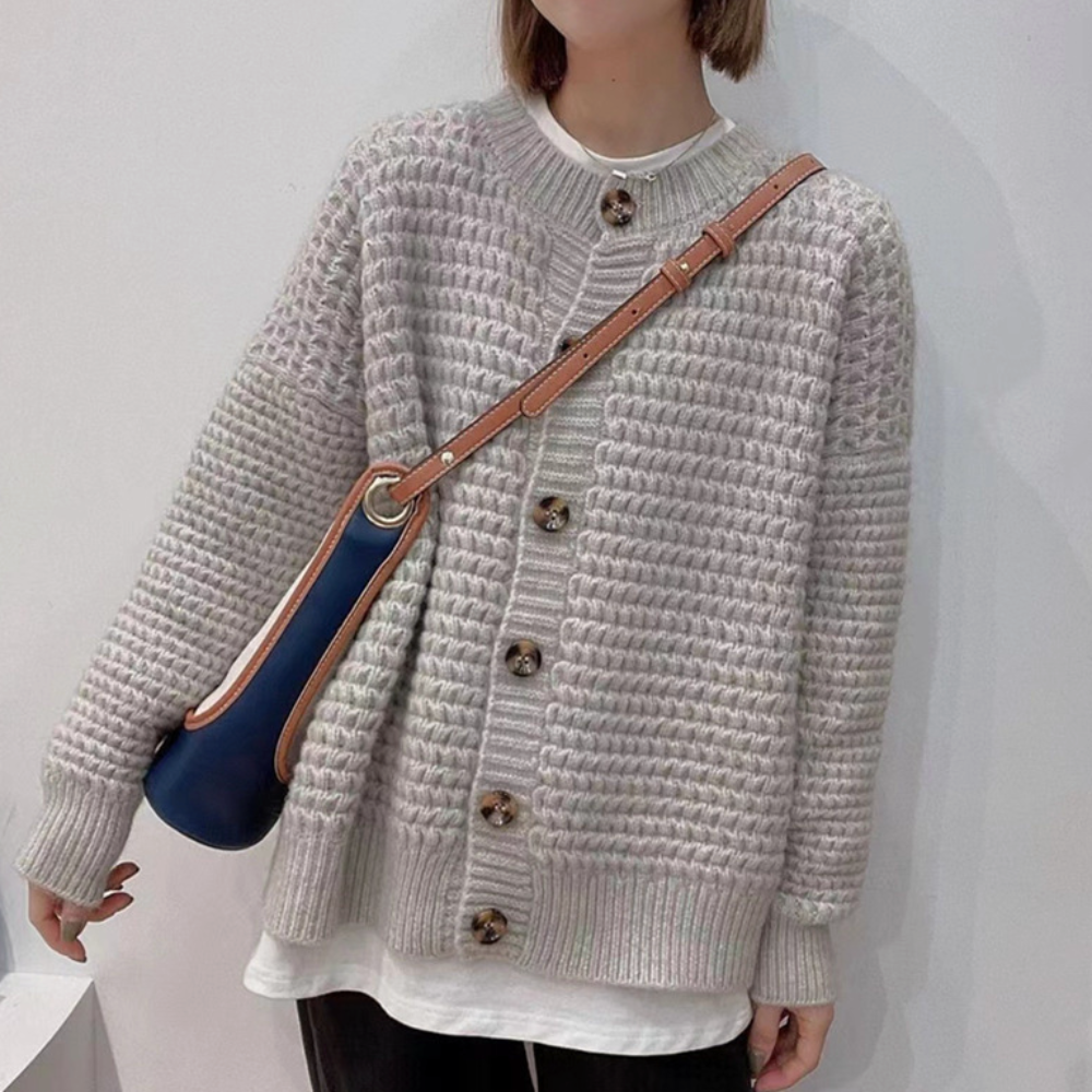Casual Knit Button-Up Cardigan for Women