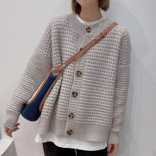 Casual Knit Button-Up Cardigan for Women