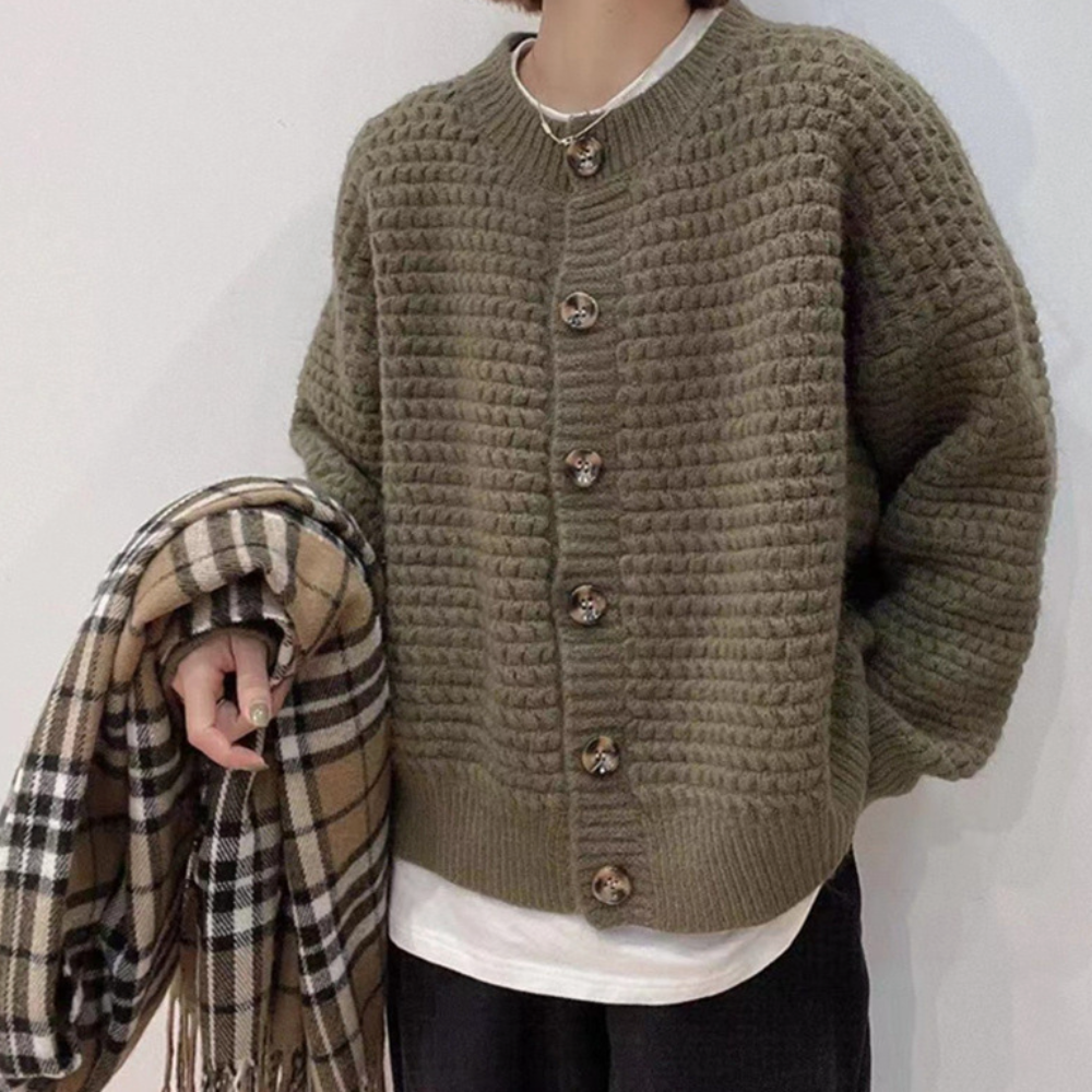 Casual Knit Button-Up Cardigan for Women