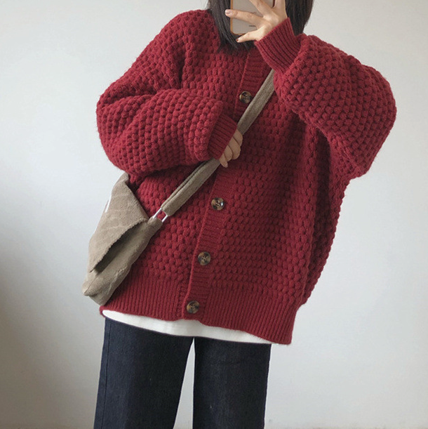 Casual Knit Button-Up Cardigan for Women