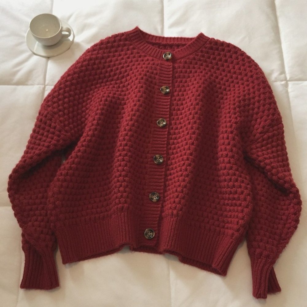 Casual Knit Button-Up Cardigan for Women