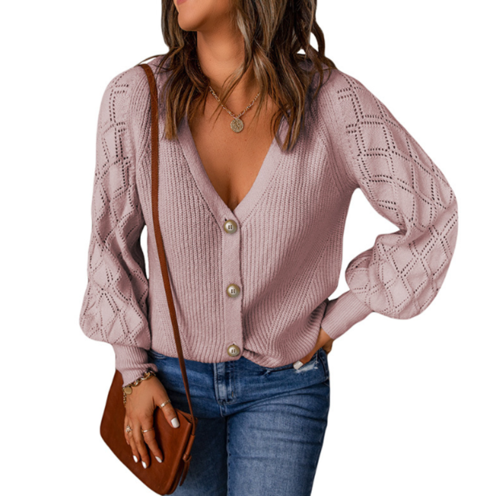 Women's Open Knit Button-Up Sweater