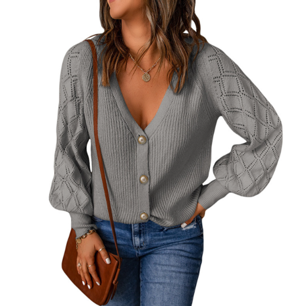 Women's Open Knit Button-Up Sweater