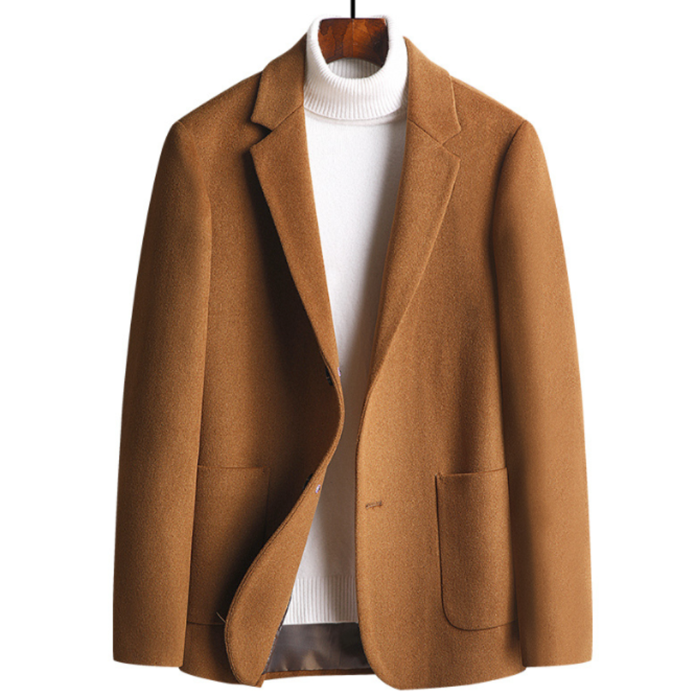 Sophisticated Single Button Wool Blend Sport Coat for Men
