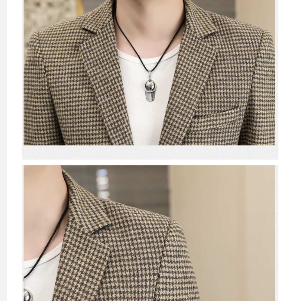Single Breasted Houndstooth Blazer for Men