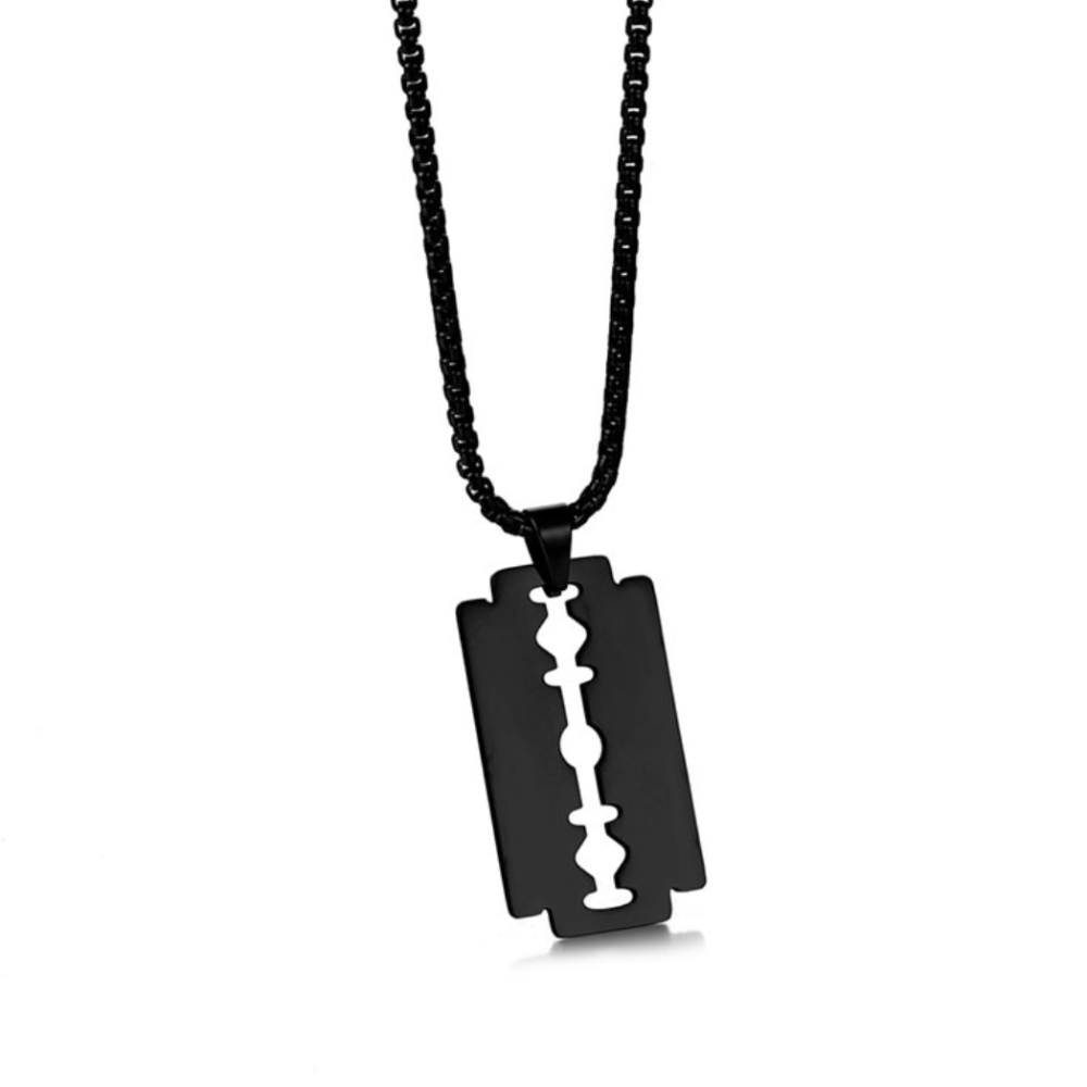 Polished Razor Blade Pendant Necklace