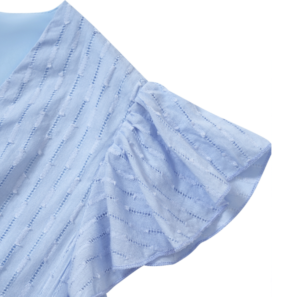 Ruffled Sleeve Summer Dress for Women with V-Neck