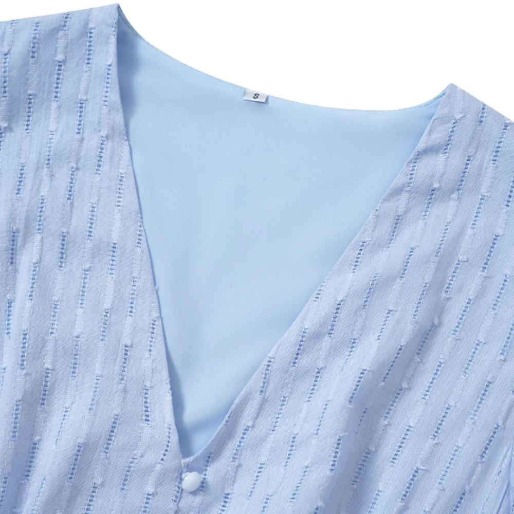 Ruffled Sleeve Summer Dress for Women with V-Neck