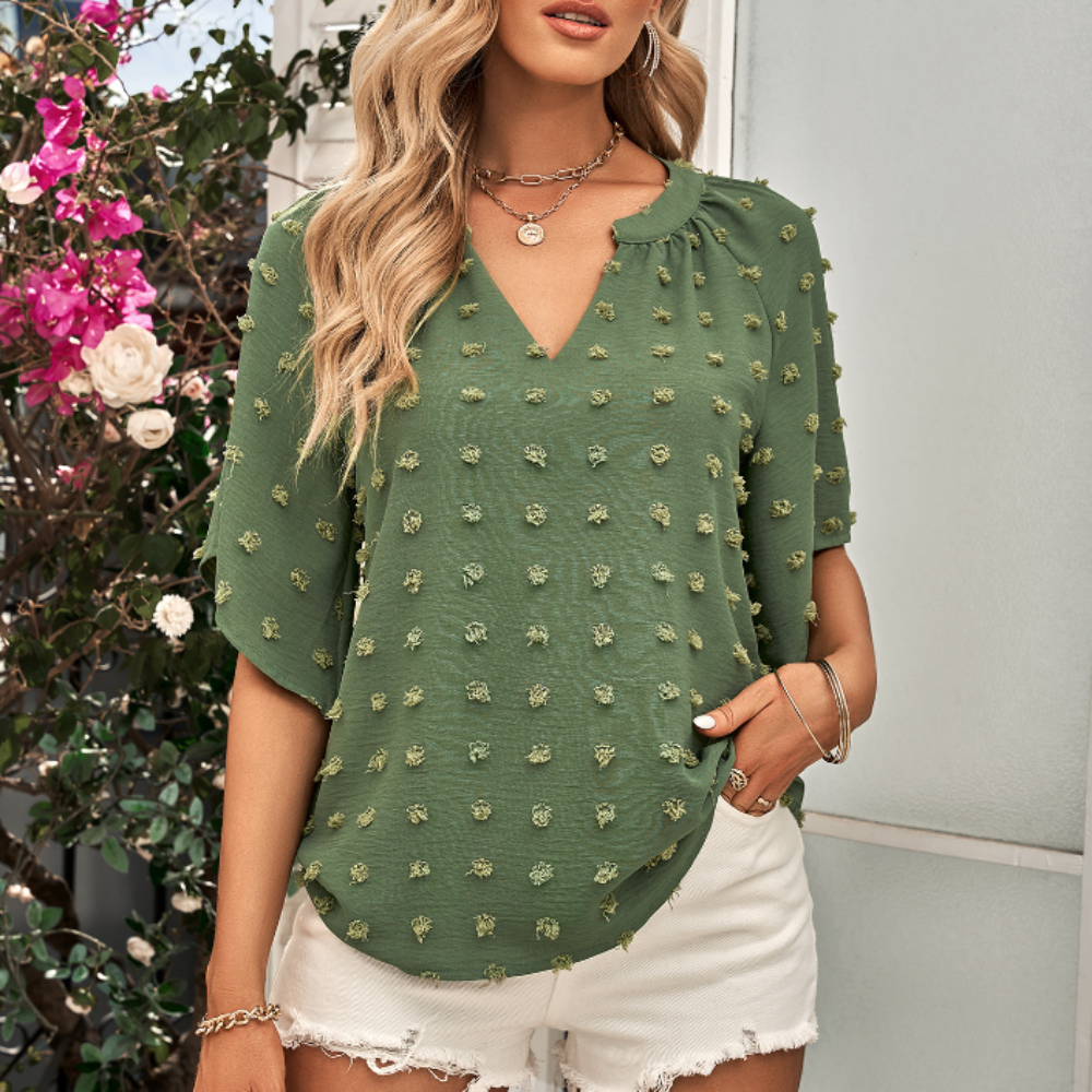 Women's Summer Top with Batwing V-Neck Design