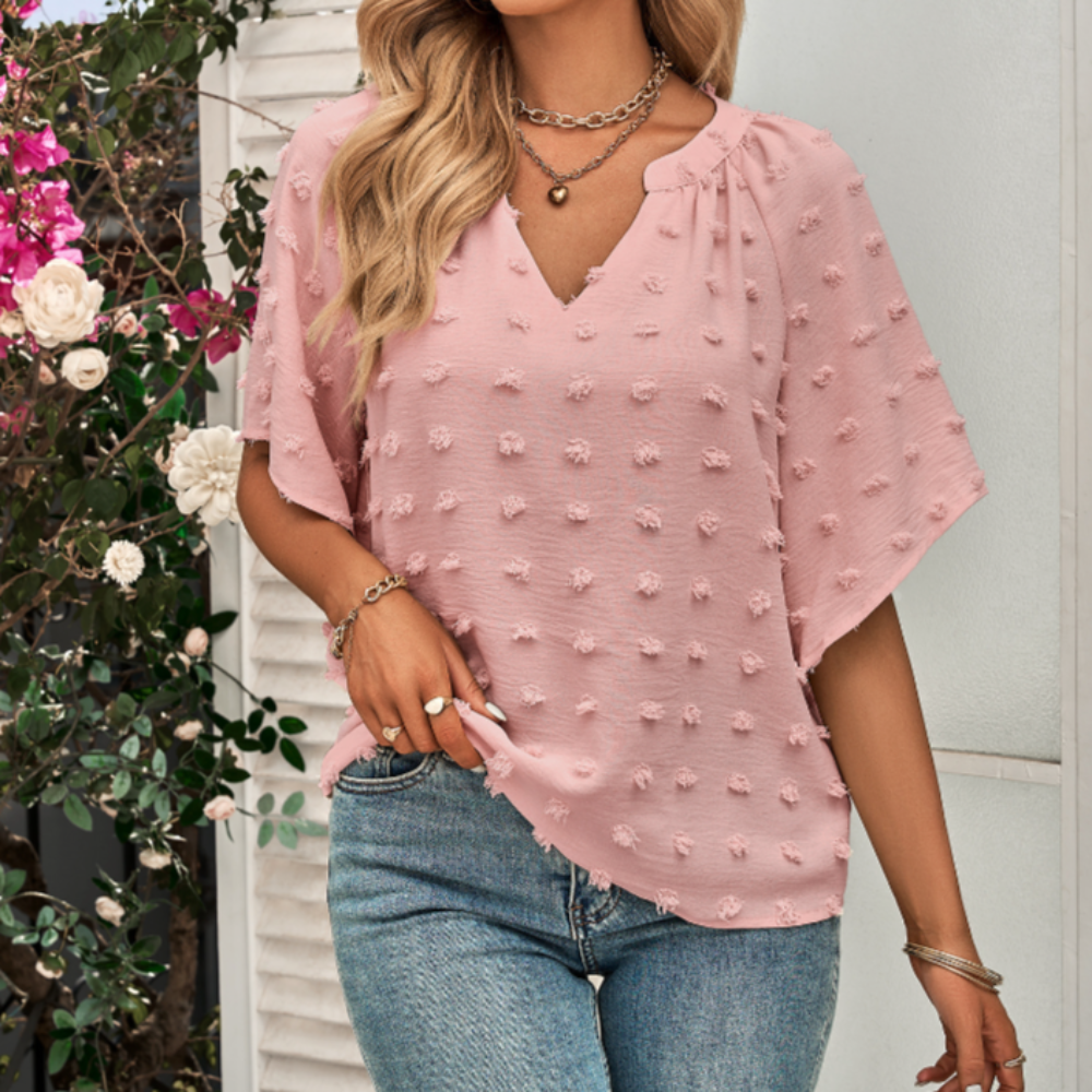 Women's Summer Top with Batwing V-Neck Design