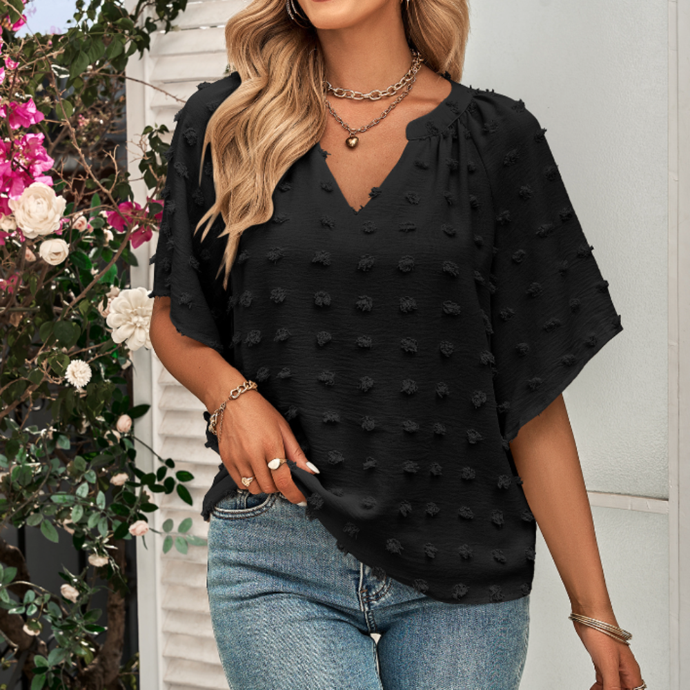 Women's Summer Top with Batwing V-Neck Design