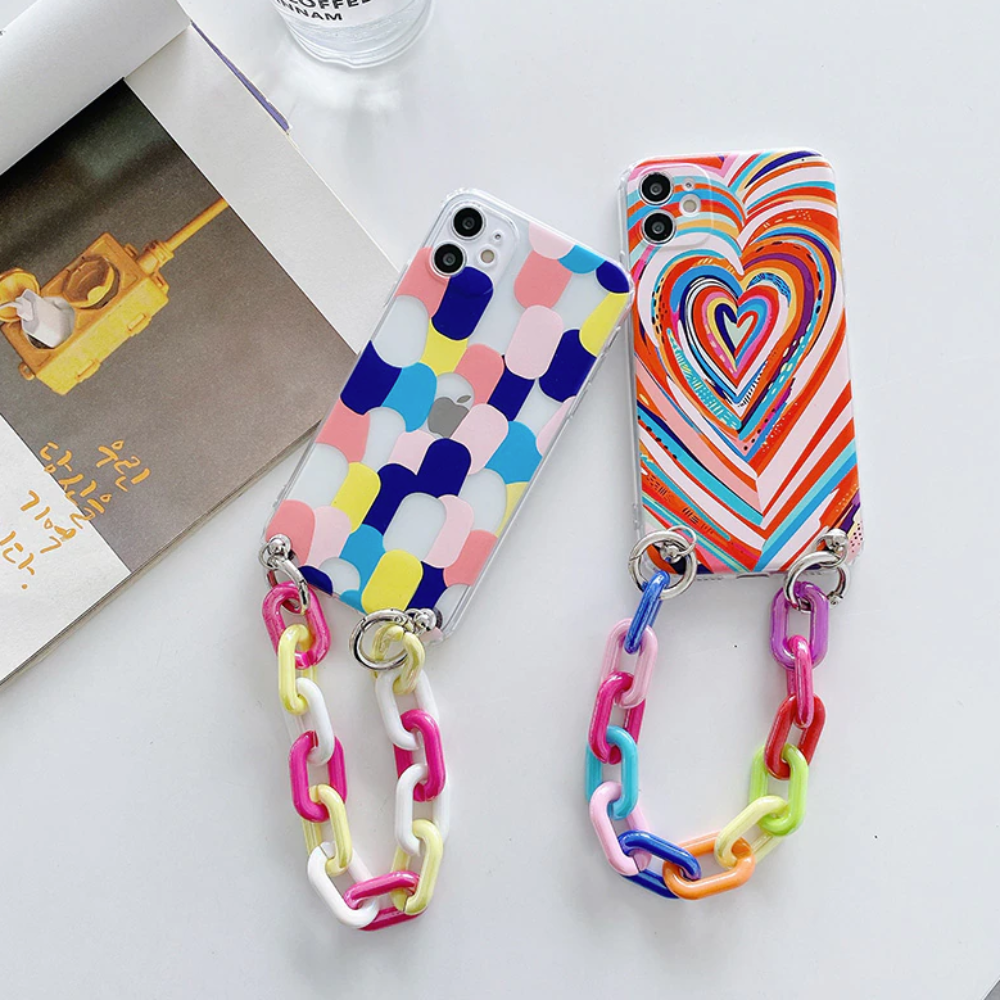 Colorful iPhone Case with Bracelet Chain - A Vibrant and Stylish Phone Accessory