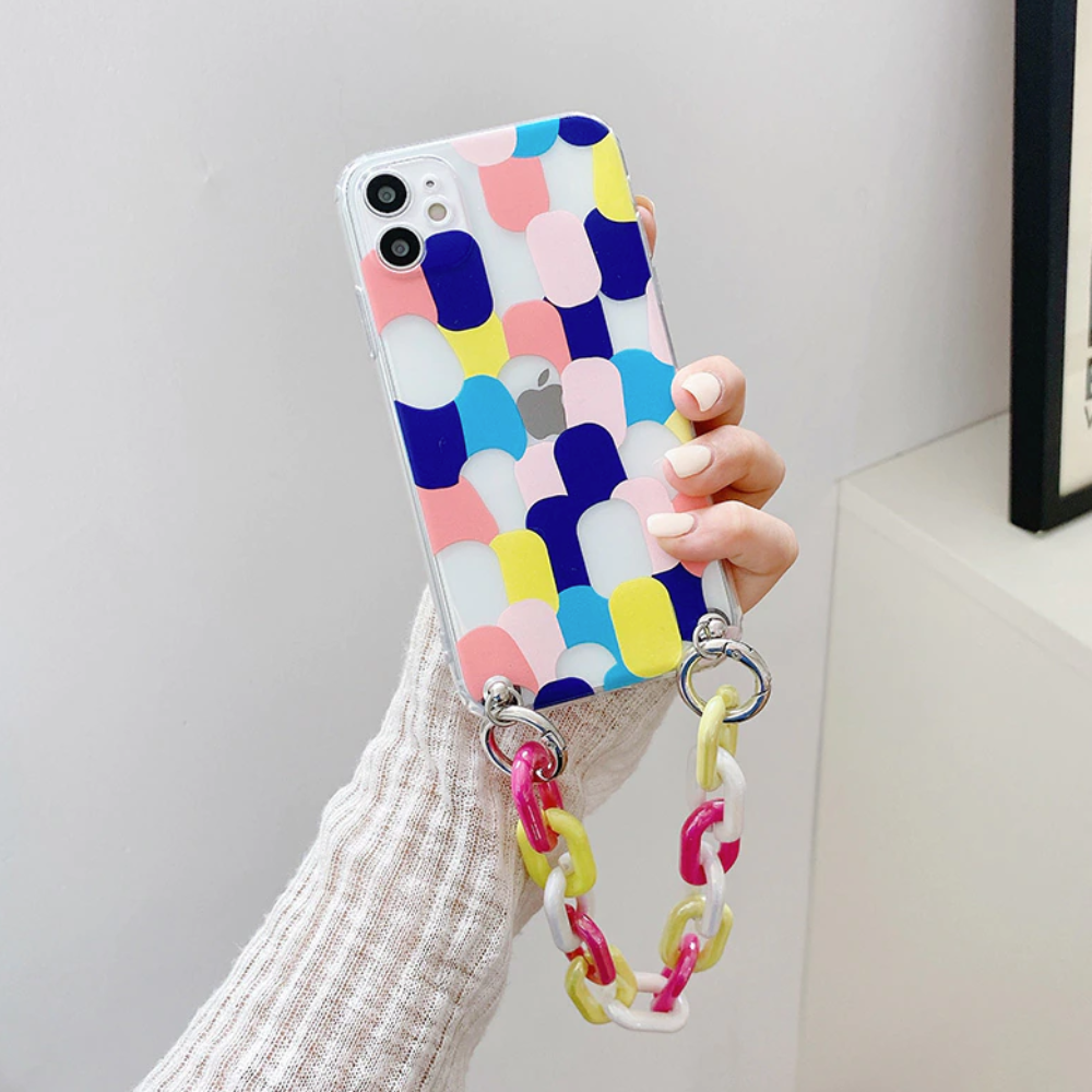 Colorful iPhone Case with Bracelet Chain - A Vibrant and Stylish Phone Accessory
