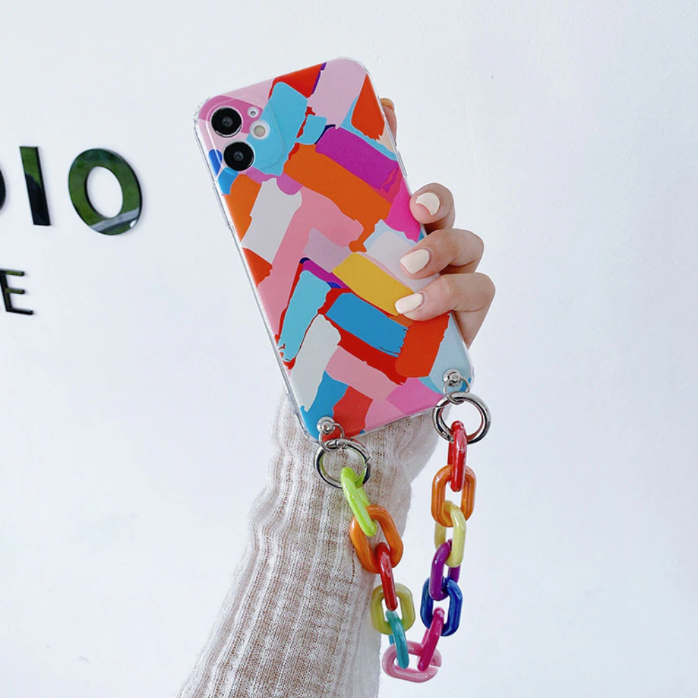 Colorful iPhone Case with Bracelet Chain - A Vibrant and Stylish Phone Accessory