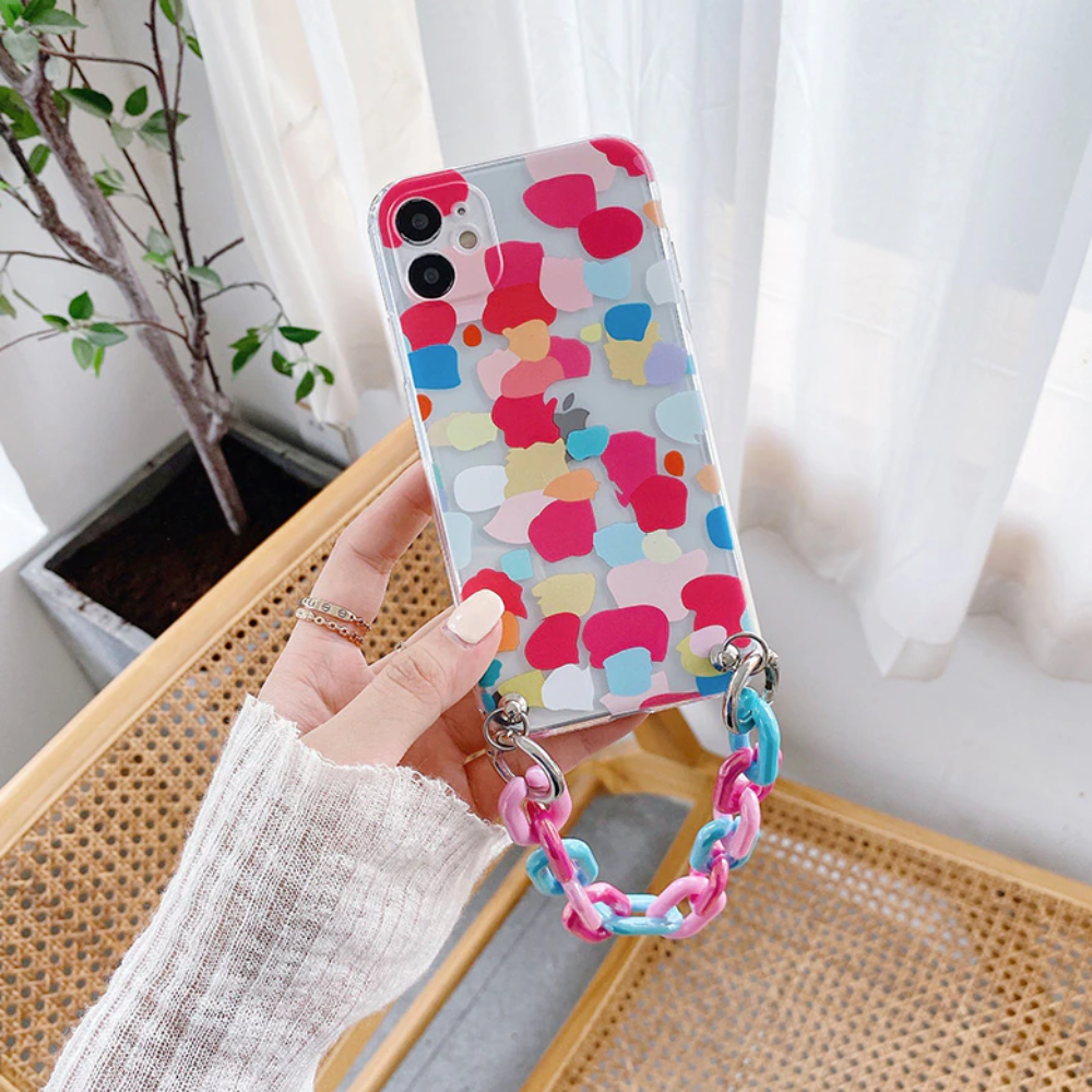 Colorful iPhone Case with Bracelet Chain - A Vibrant and Stylish Phone Accessory