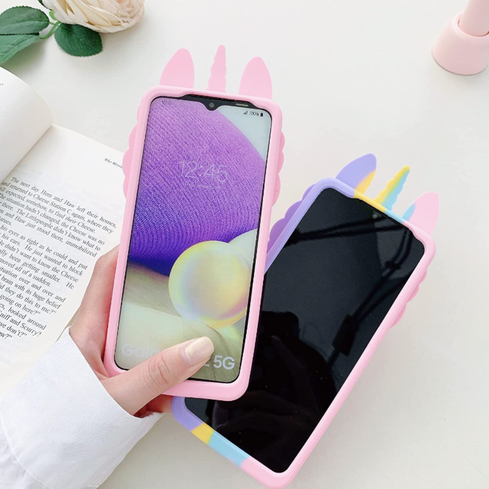 Colorful Unicorn Phone Case With Pop Push Fidget Toy