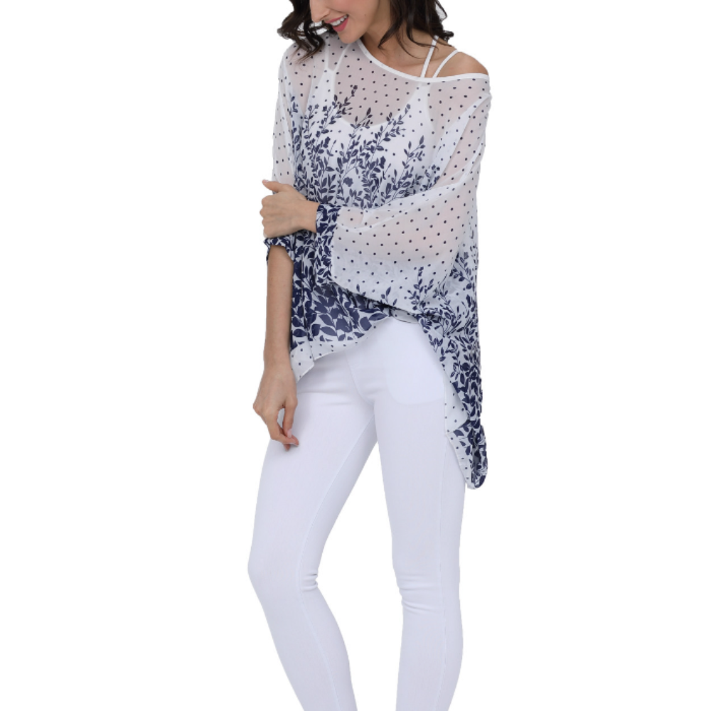Lavender Floral Chiffon Tunic for Women