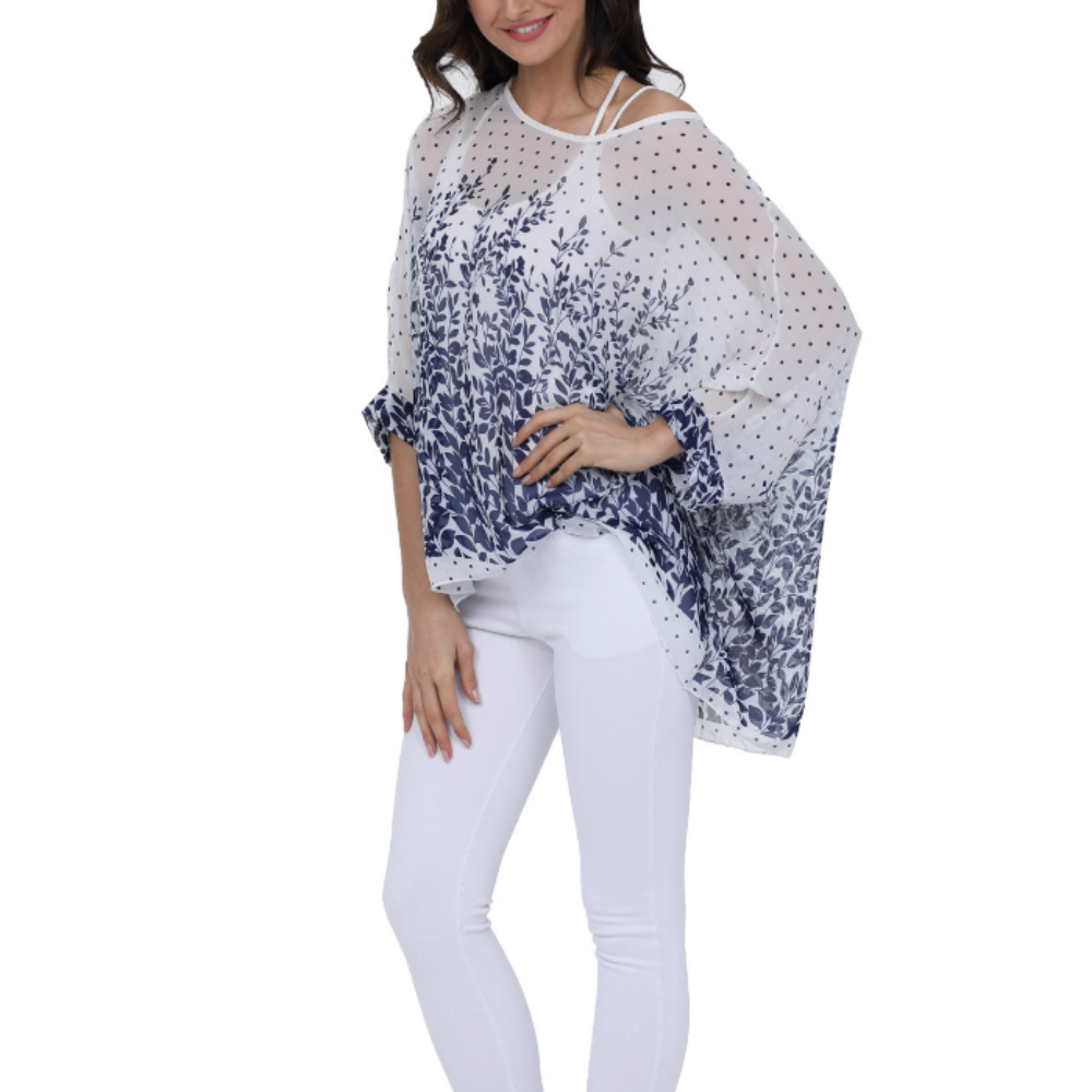 Lavender Floral Chiffon Tunic for Women