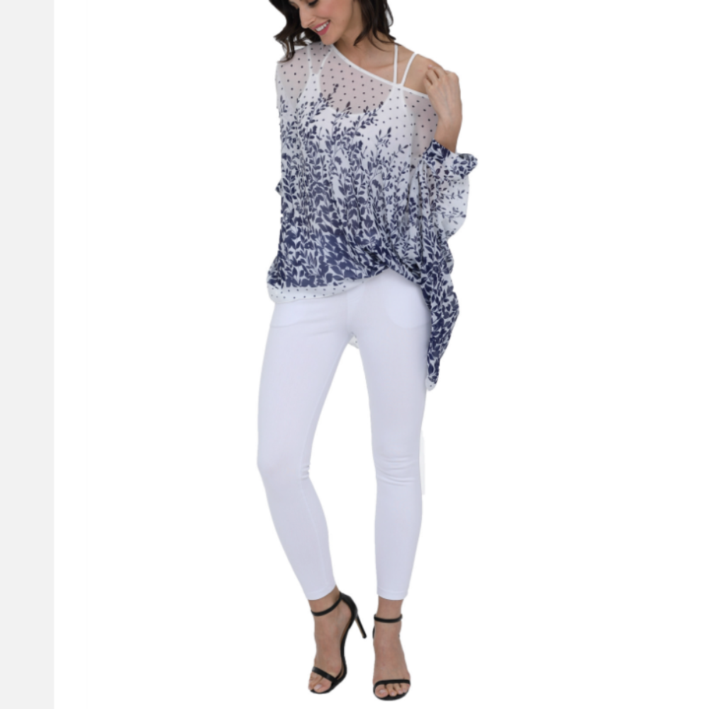 Lavender Floral Chiffon Tunic for Women