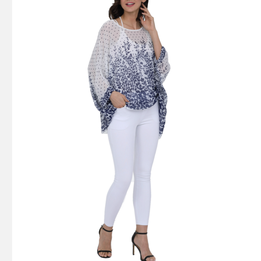 Lavender Floral Chiffon Tunic for Women